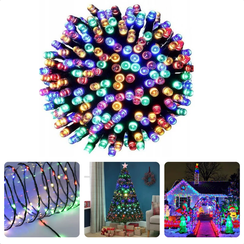 Cheqo® 1000 LED Verlichting - 30m Multicolor - 8 Lichtfuncties - Soft Wire - 3m Aanloopsnoer - 3cm Afstand Tussen LED's - Groen Snoer - IP44 Adapter - Binnen & Buiten - 6W Verbruik - Kerstverlichting - Lichtsnoer