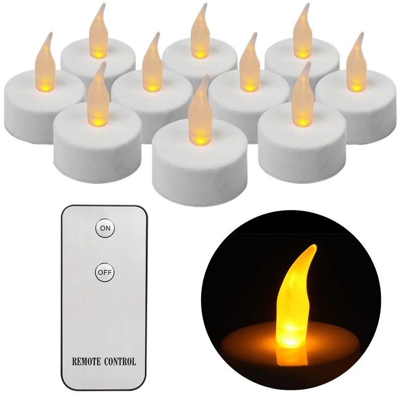 Cheqo® Theelichtjes LED - Theelichten met Afstandsbediening - 10 Stuks - Waxinelichtjes - Realistische Kaarsen - Kaarsjes - Theelicht - Inclusief Batterijen