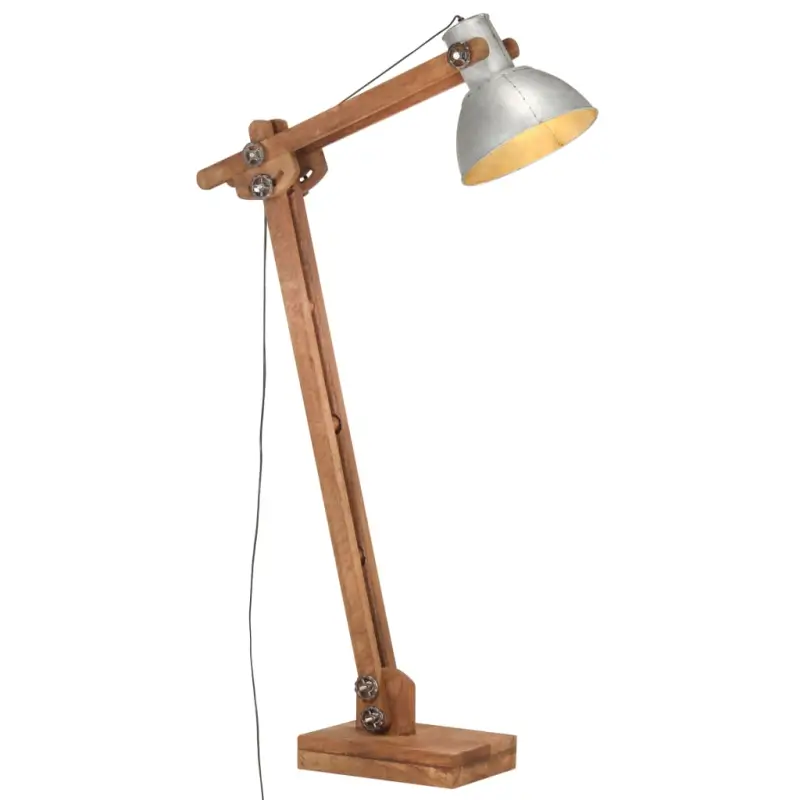 Vloerlamp met massief mangohout en verstelbare houten lat in bruine afwerking