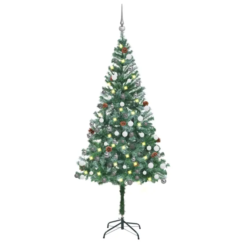 Levensechte Kerstboom met Aanpasbare Takken en Witte Uiteinden