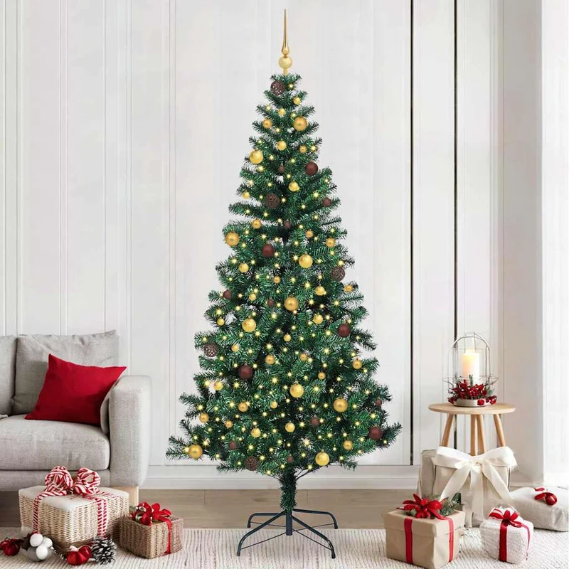 Vidaxl kunstmatig voorverlicht kerstboom groen 240 cm pvc en metaal