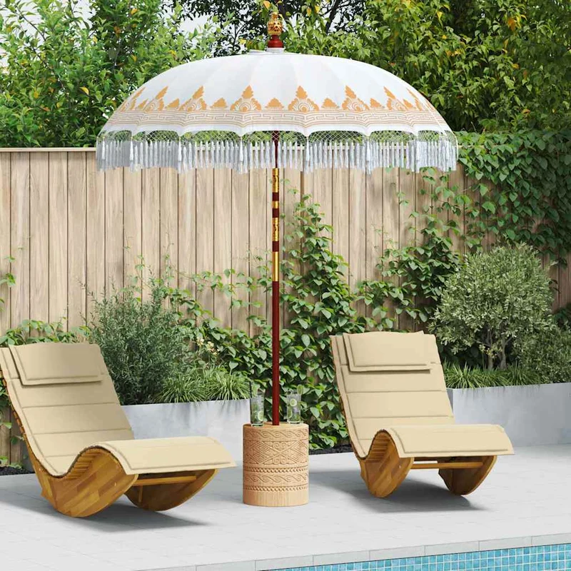 Balinese Parasol Crème 180-190 cm Katoen, massief hout