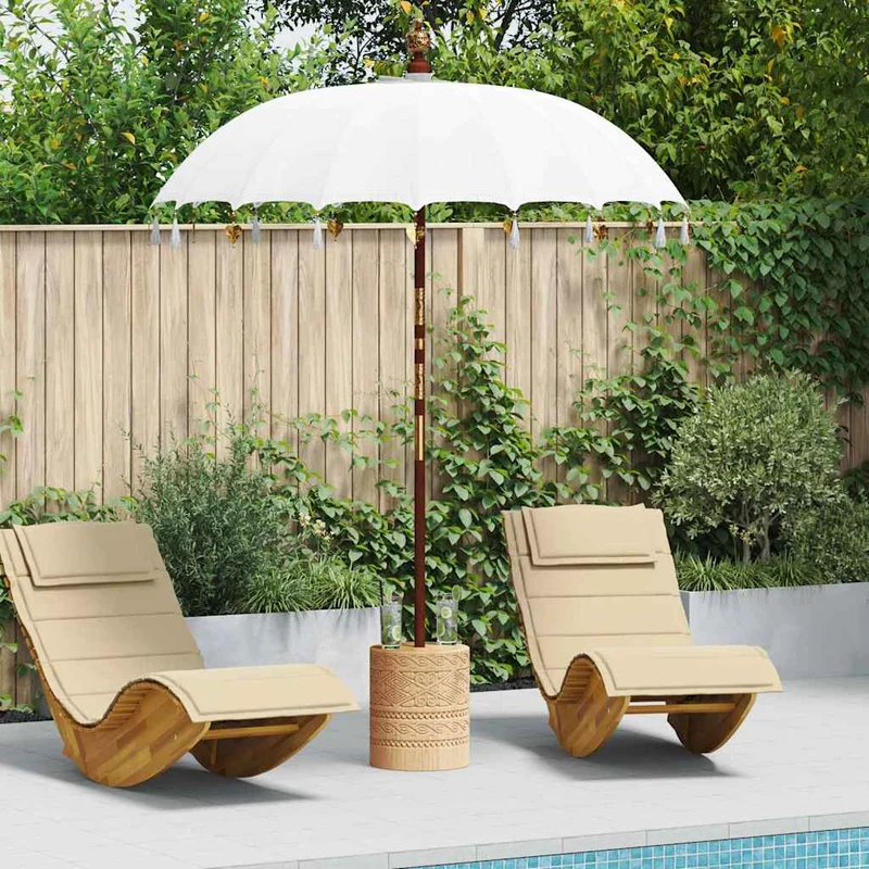 Balinese Parasol Crème 180-190 cm Katoen, massief hout