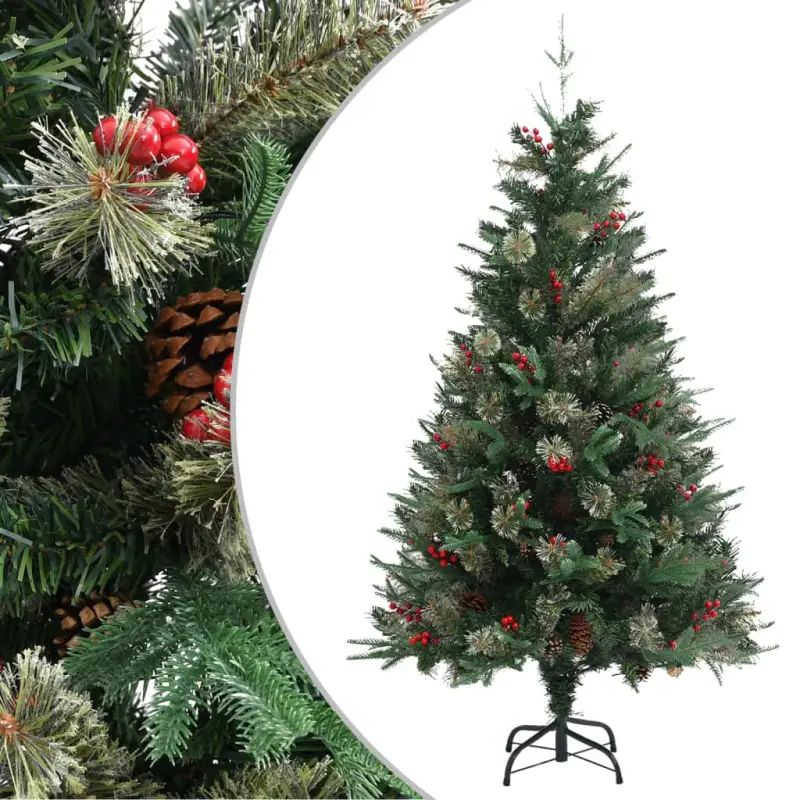 Scharnierende kerstboom met takken en rode bessen voor feestdagen sfeer