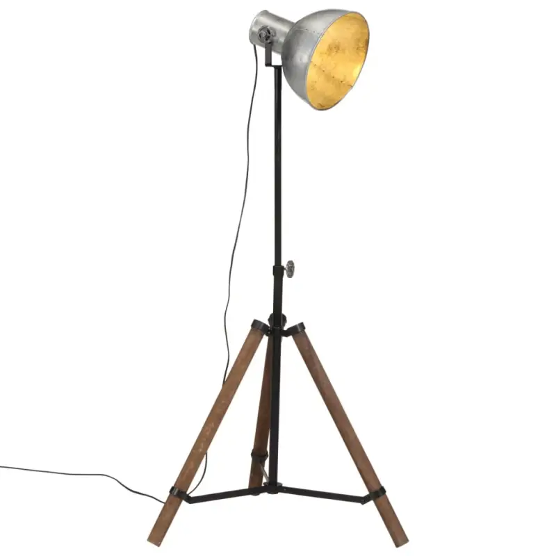 Industriële vloerlamp van massief mangohout met E27 fitting