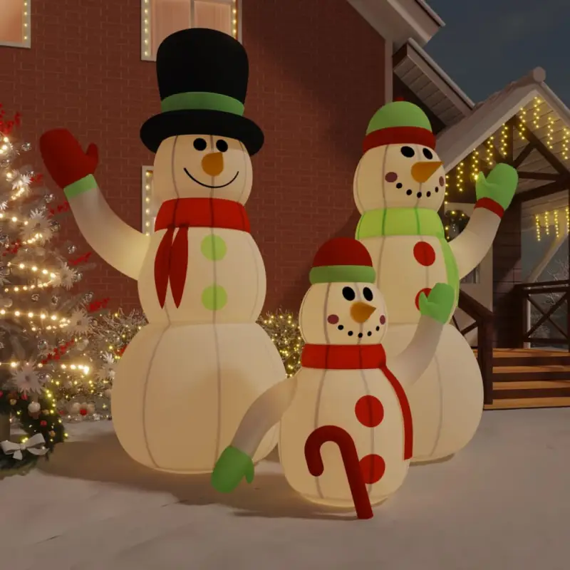 Kerstverlichting met opblaasbare sneeuwpopfamilie van Oxford stof laten lopen