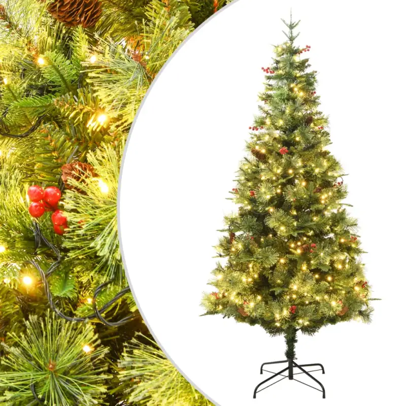 Eenvoudige montage kerstboom met LED en rode bessen voor feestelijk sfeer