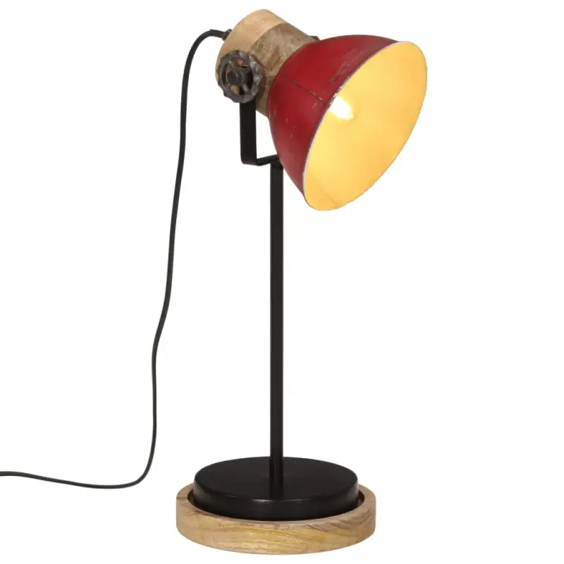 Industriële bureaulamp van massief mangohout met E27 fitting