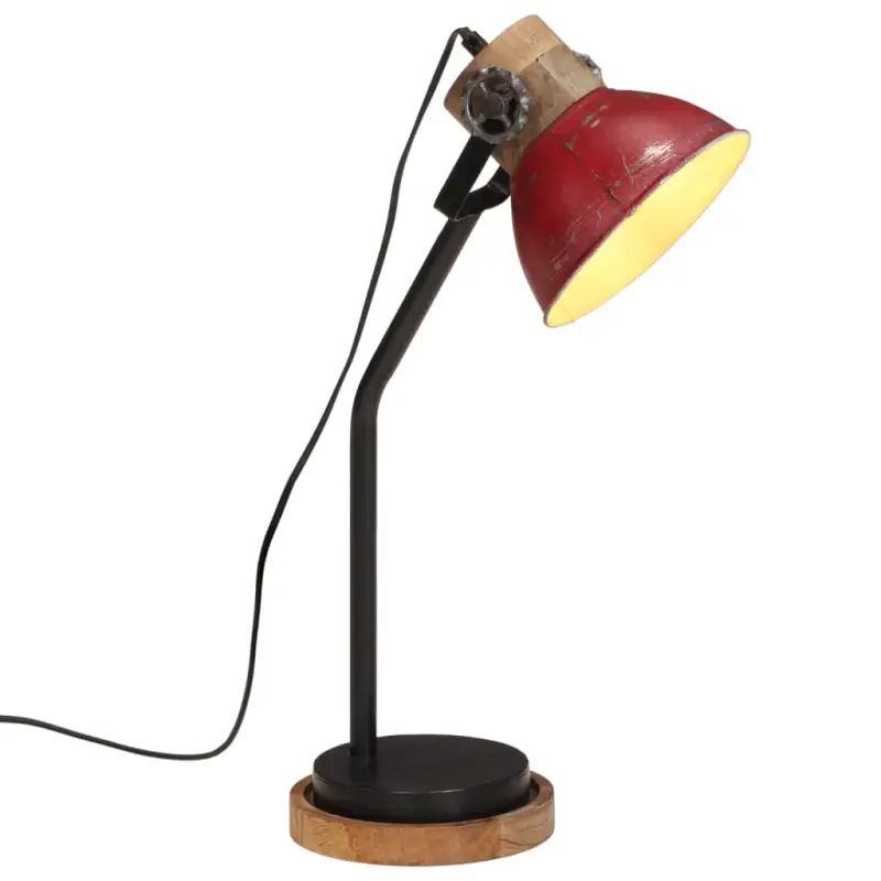 Industriële bureaulamp met massief mangohout en e27 fitting
