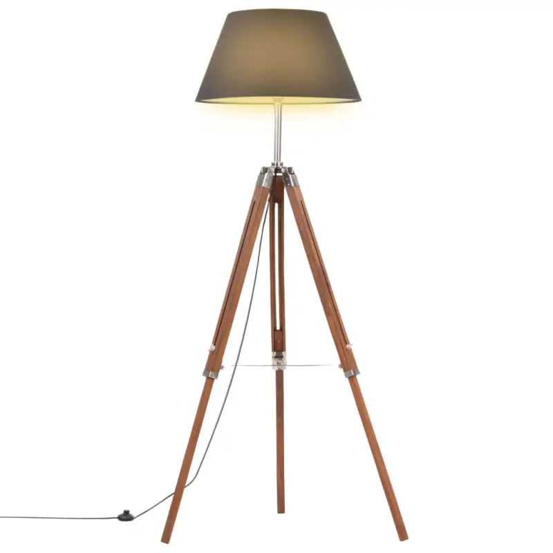 Retro vloerlamp van massief teakhout met vintage ontwerp