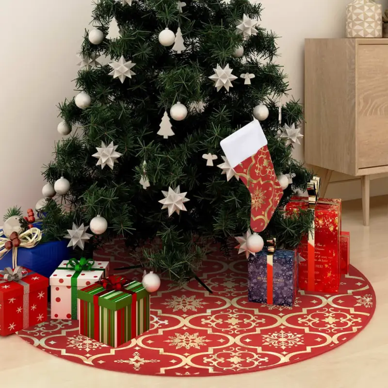 Kerstboomrok met sneeuwpatroon voor een luxe kerstboom uitstraling
