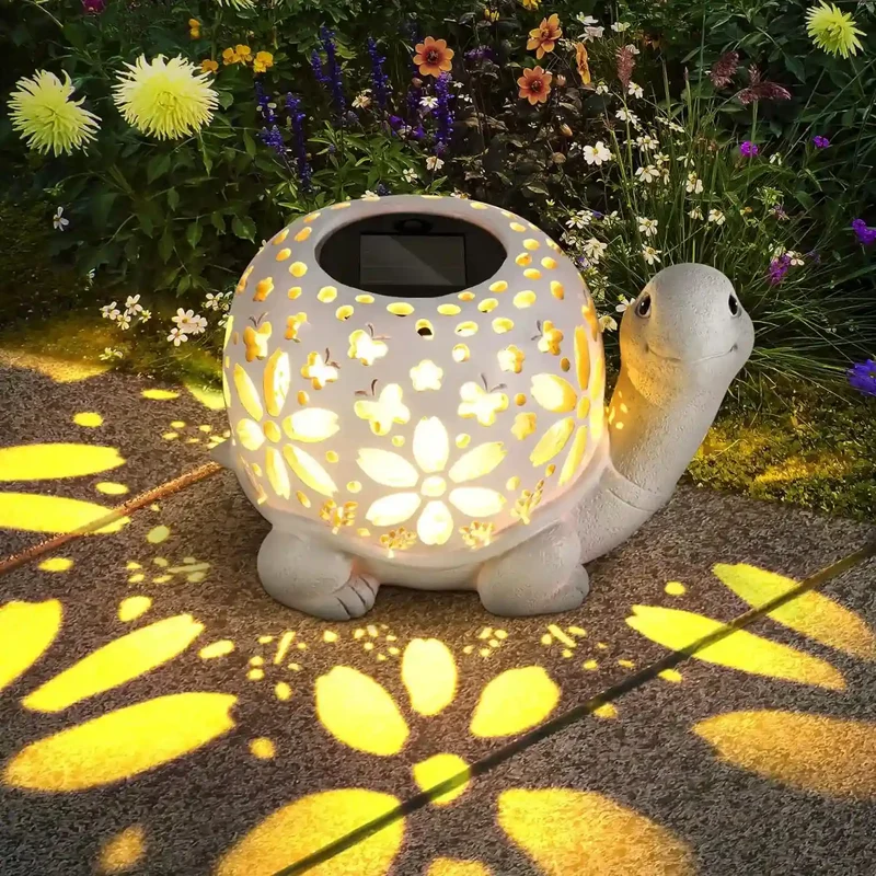 Waterproof Solar-Powered Turtle Statue Garden Light - Starlight Projection, Auto On/Off, Outdoor Decor