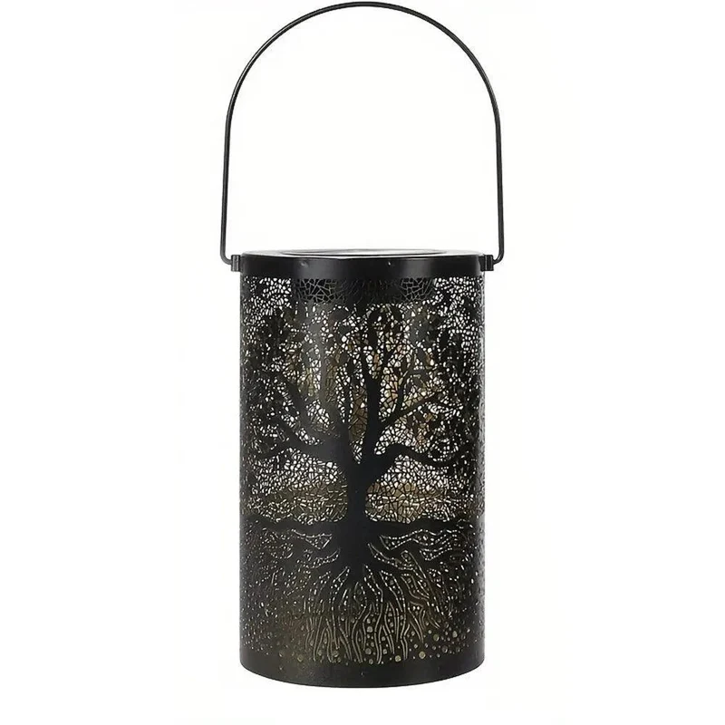 Big Tree Pattern Vintage Metal Solar LED Lantern Light - IP65 Waterproof