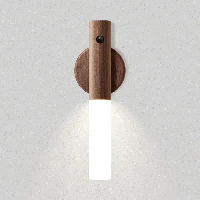 Walnut Motion Sensor LED Night Light - USB Rechargeable, Magnetic Wall-Mount