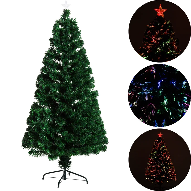Kunstkerstboom met glasvezel verlichting en decoratie 120 cm