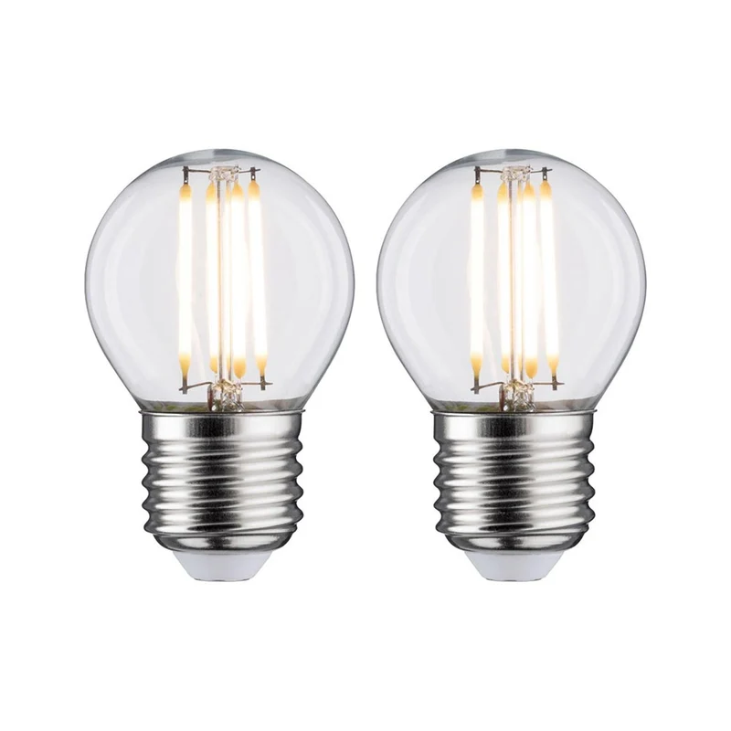 E27 5W LED Tropfen 2er Pack 2700K Filament Klar