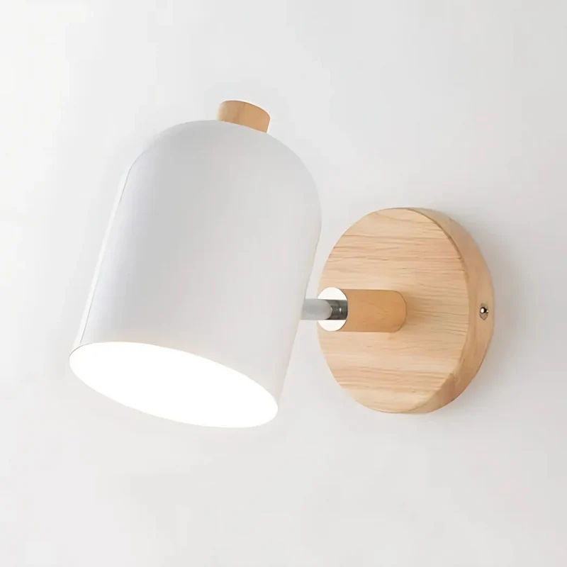 Scandinavische Houten LED wandlamp met warm licht en Pastel Design