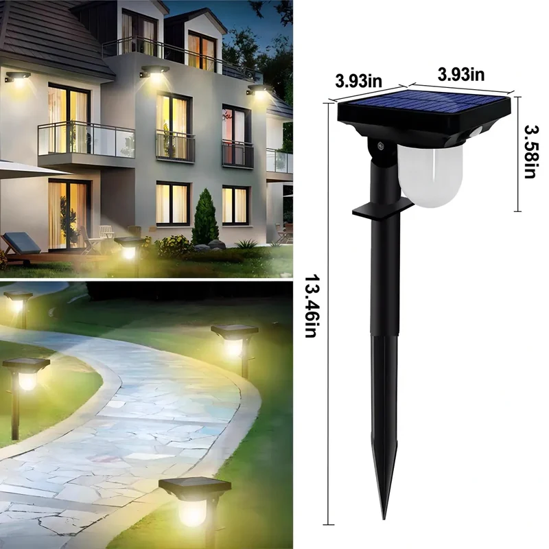 4PCS Motion Sensor Solar LED Pathway Lights - 1800mAh, 3 Modes, IP65 Waterproof