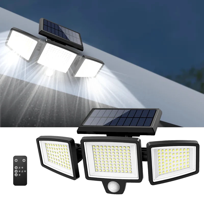 Super Bright Solar Outdoor Flood Light - 200 LEDs, Motion Sensor, Remote Control, 3 Lighting Modes