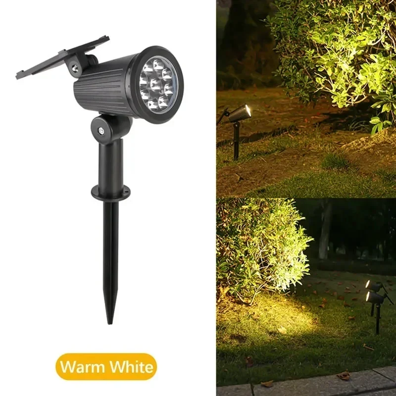 Adjustable Brightness Solar LED Garden Spotlight - 9 LEDs, RGB Modes, IP65 Waterproof