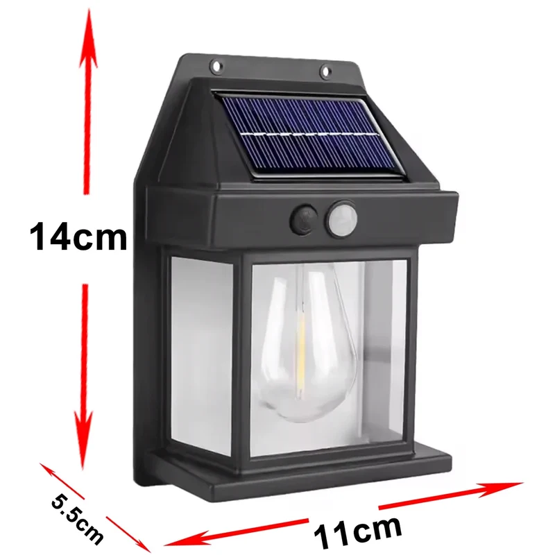 Solar Motion Sensor LED Wall Light - 3 Lighting Modes, IP65 Waterproof