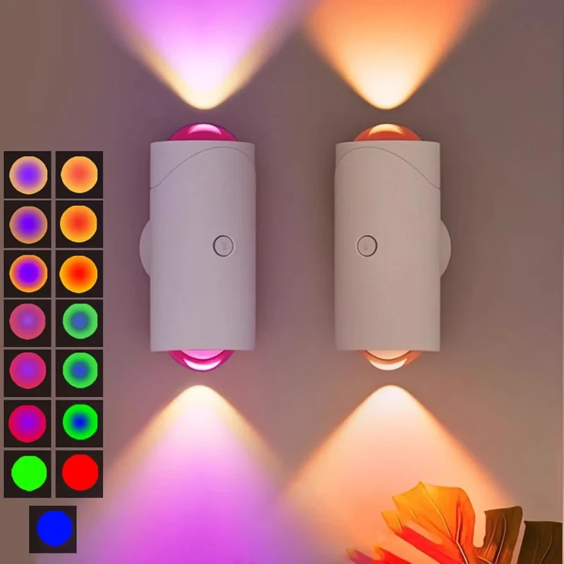 RGB LED Wall Light with Motion Sensor - Rechargeable Night Light, Rainbow Lighting