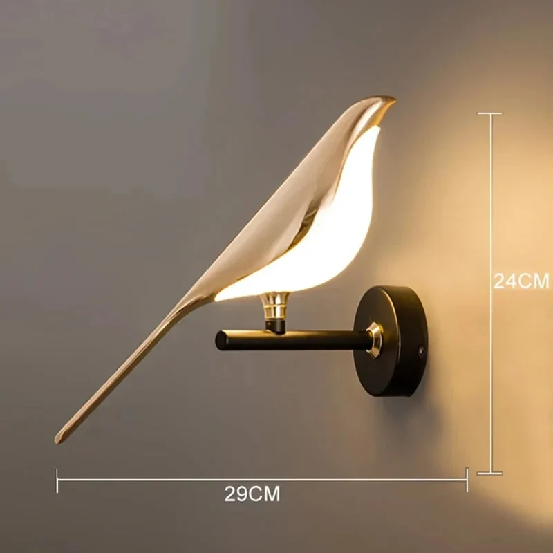 Nordic Golden Bird LED Wall Sconce - Adjustable Angle, Creative Design