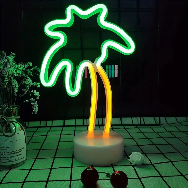 Clover Cactus Pineapple Dinosaur LED Neon Signs - USB & Battery Powered, Desktop Decor