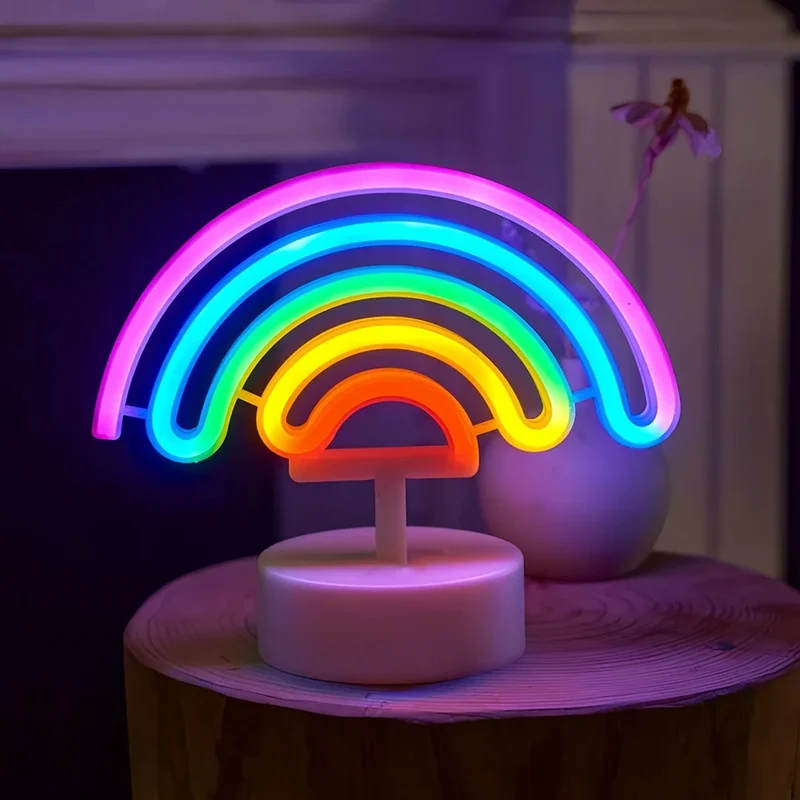 Flamingo Unicorn Rainbow Angel LED Neon Sign - USB & Battery Powered, Desk Display