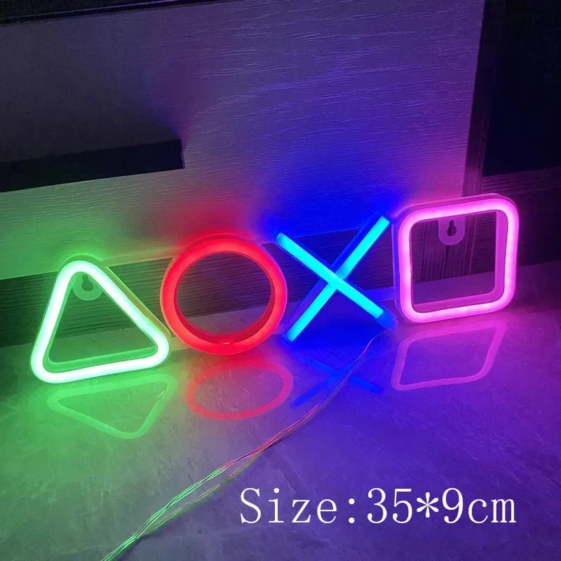 Geometric Game LED Neon Sign - USB Powered, Modern Design, Compact Wall or Desk Mount