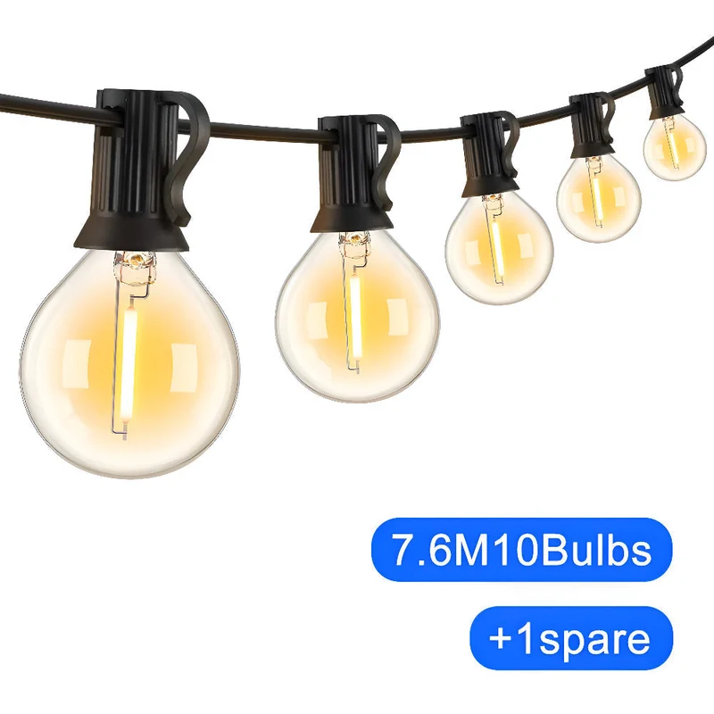 Buiten Lichtslinger met G40 Globe Lampen – Weerbestendige Tuin- & Terrasverlichting