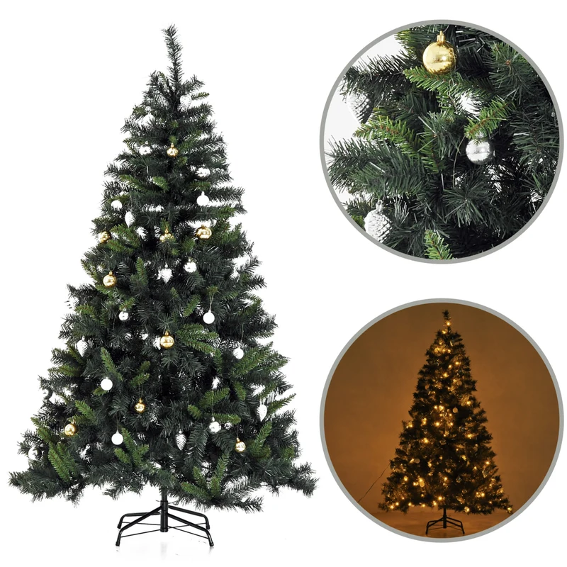 Kunstkerstboom 180 cm met 200 LED verlichting en kerstballen