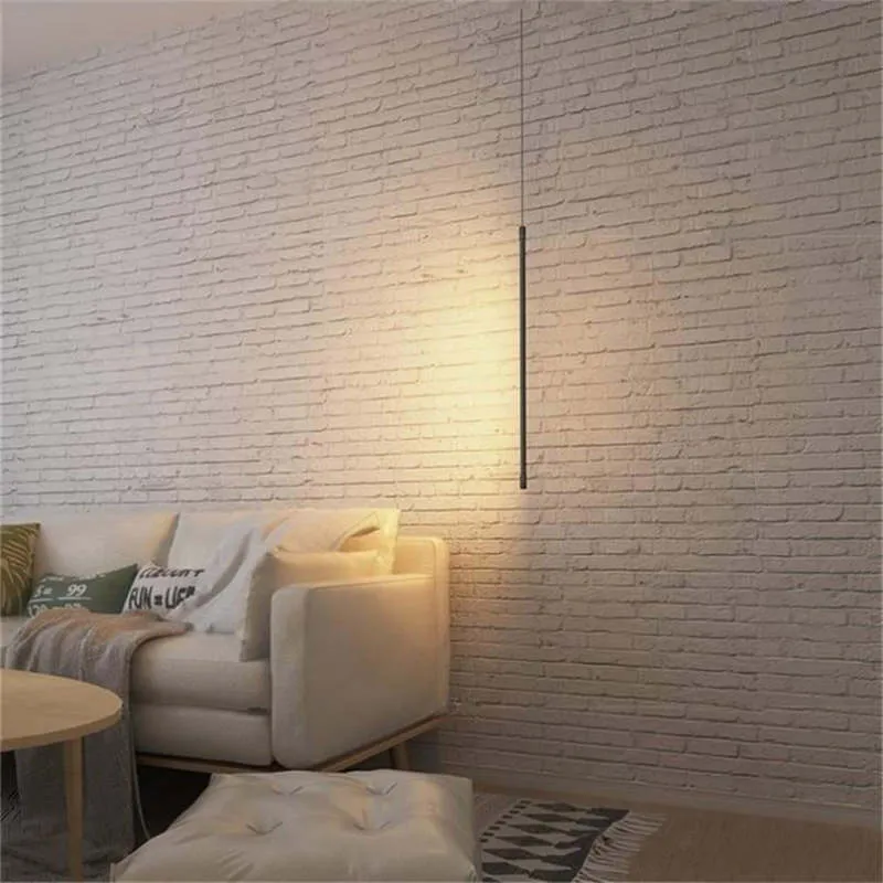 Minimalistische Zwarte Lineaire Hanglamp met Modern Metalen Design en LED Verlichting