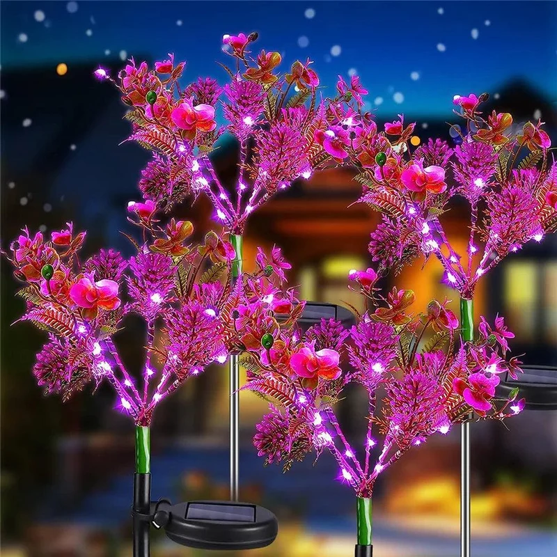 Phalaenopsis Flower LED Solar Garden Lights - Auto On/Off, IP65 Waterproof