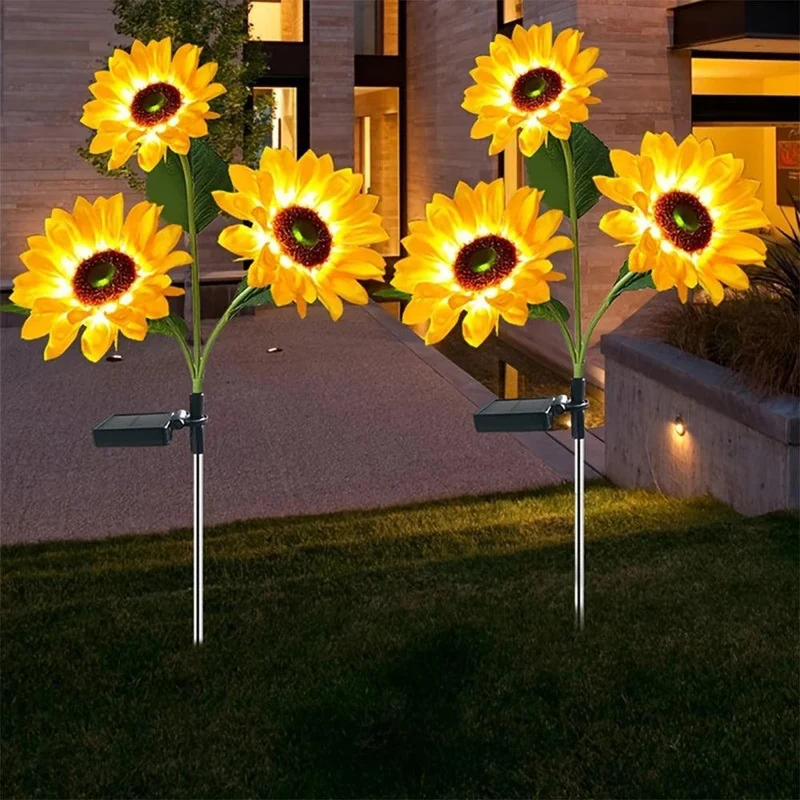 Sunflower LED Solar Garden Lights - Auto On/Off, IP65 Waterproof