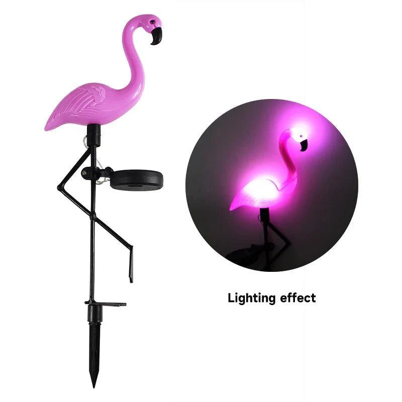 Flamingo LED Solar Garden Stake Lights - Stainless Steel + ABS, Auto On/Off, Waterproof