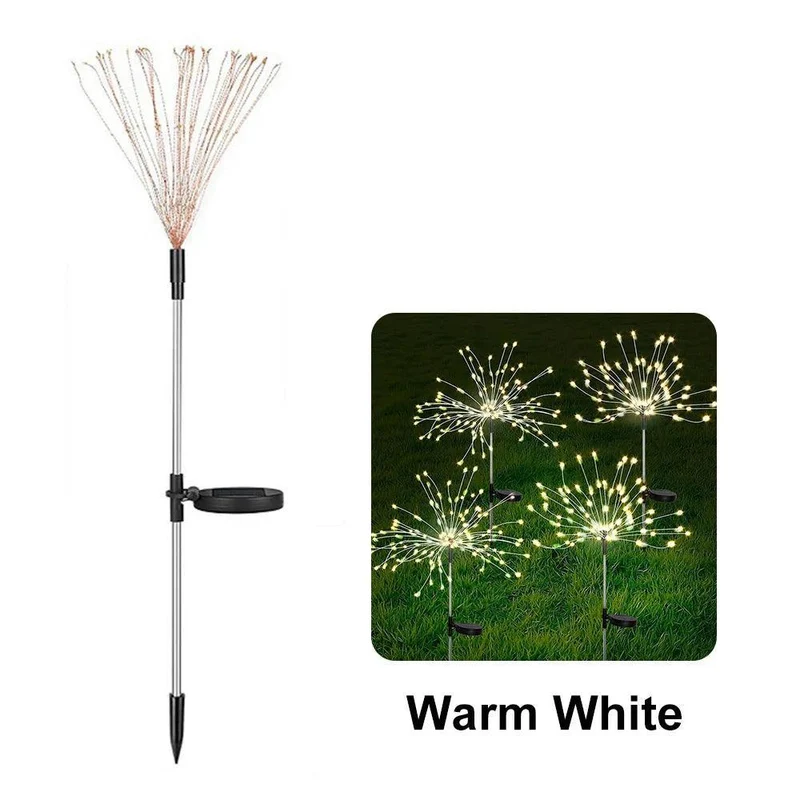 90–200 LED Solar Firework Garden Lights - 2 Modes, Flexible Copper, IP65 Waterproof