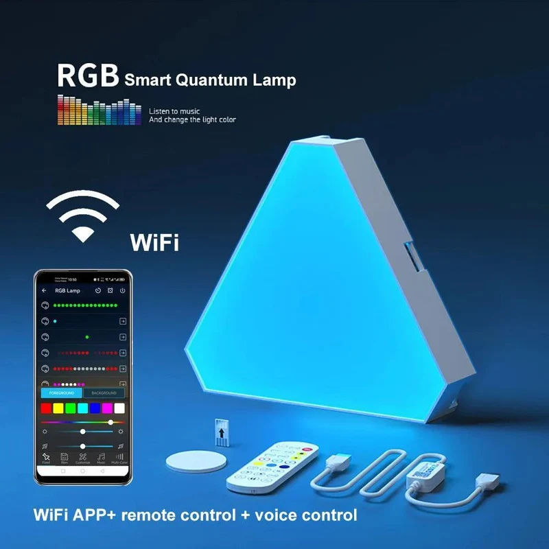 RGB Smart Triangular Wall Lights - App Control, Music Sync, Modular Panels