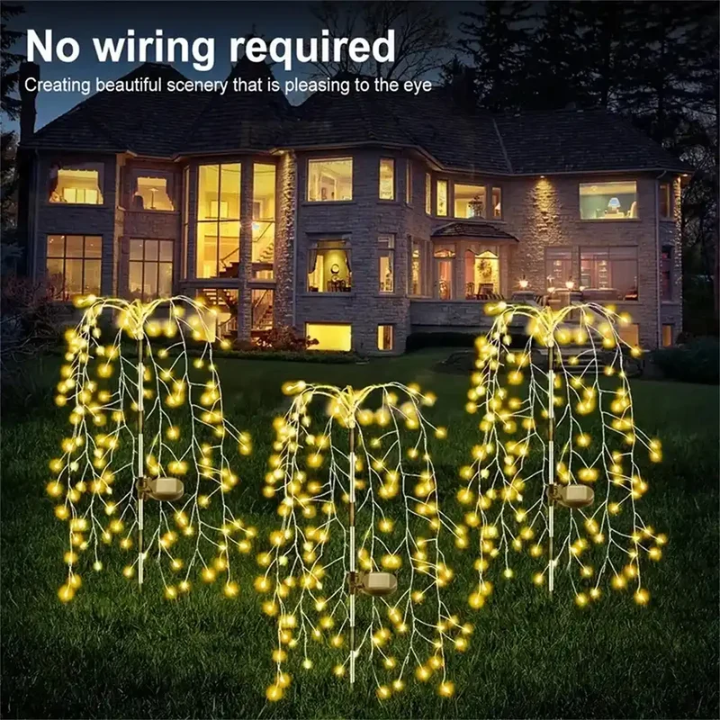 200 LED Solar Firecracker Garden Lights - 8 Modes, Waterproof, High Brightness Beads