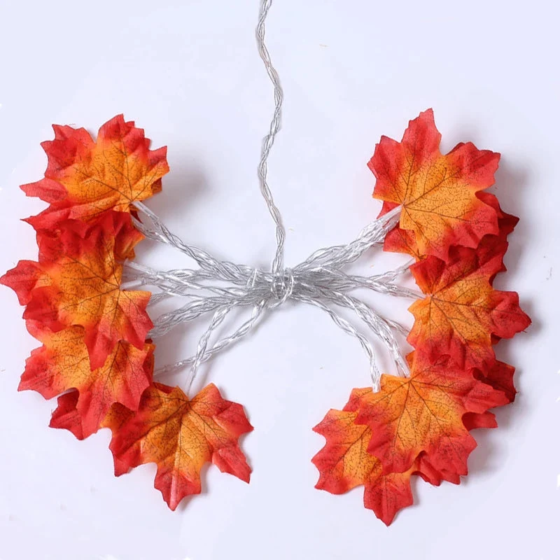 Artificial Maple Leaf LED String Lights - USB or Battery Powered, Waterproof Garland
