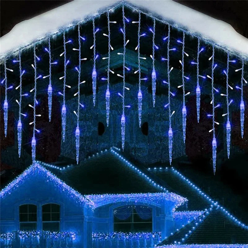 Cone-Shaped LED Icicle Lights - 8 Lighting Modes, IP65 Waterproof, 3m Length
