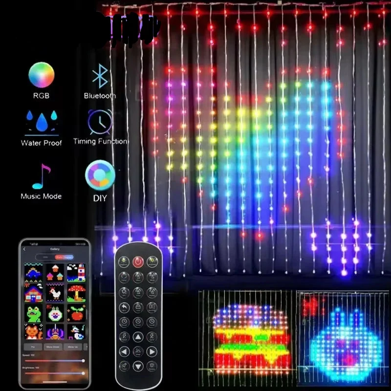 400LEDs Smart RGB Curtain String Lights - App Control, Music Sync, DIY Display