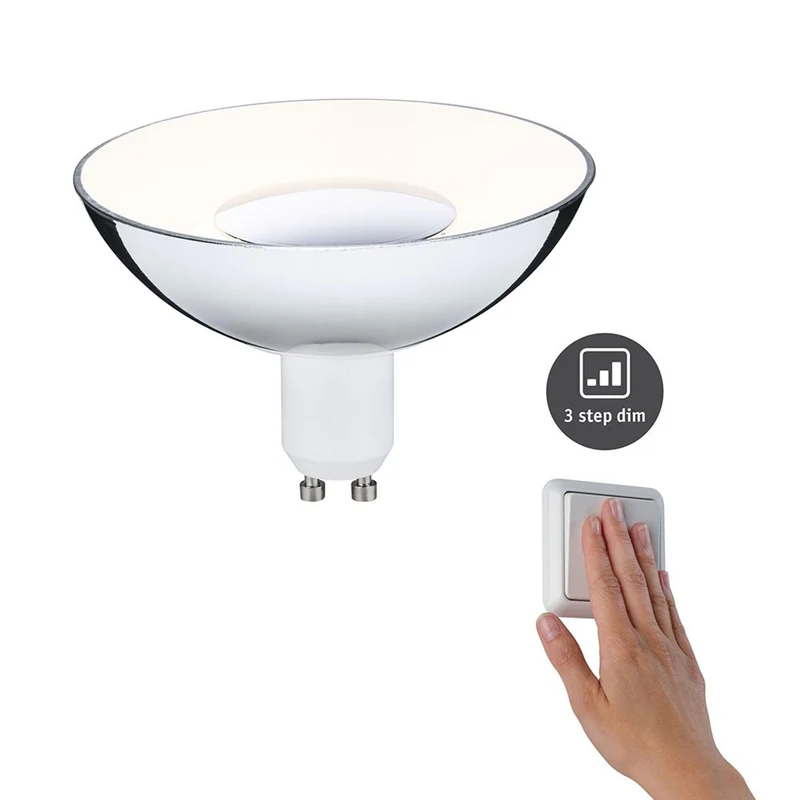 GU10 4,9W LED Reflektor 3 Stufen-Dimmer Silber, Weiß 3000K