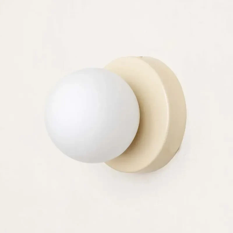 Macaron Soft Style LED Wall Lamp - Iron Base, 10/12cm, Mini Glass Sconce for Bedroom Corridor Decor