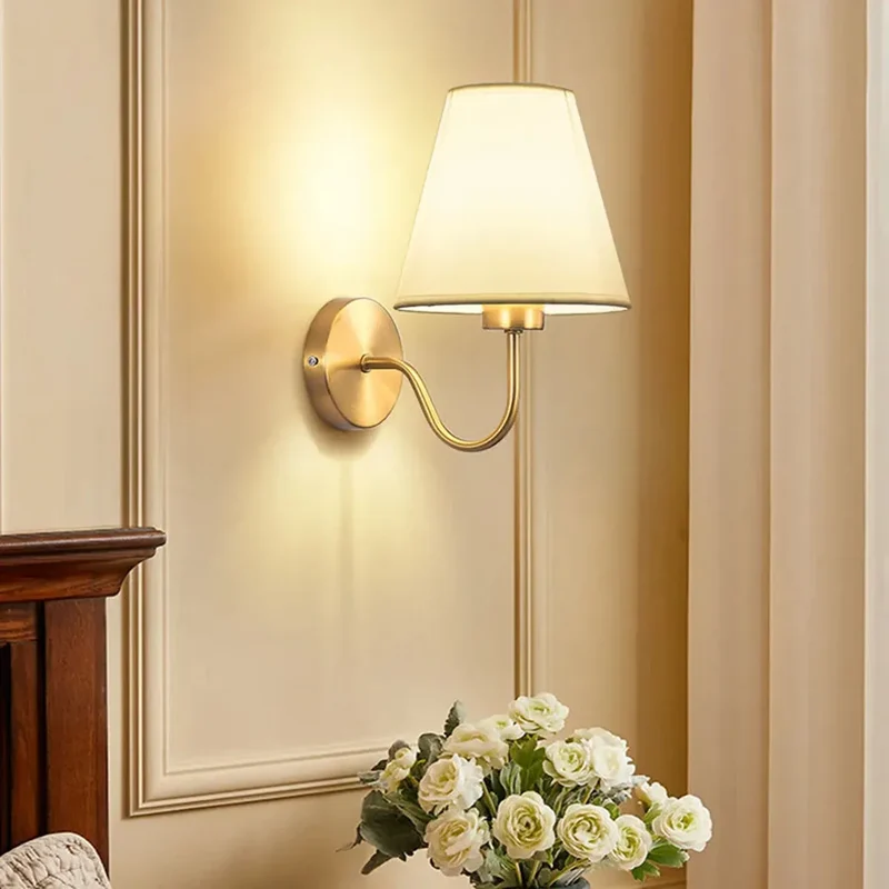 Nordic Fabric Wall Lamp - Modern Iron & Fabric, E26/E27 Bulb, Elegant Gooseneck, Hardwired