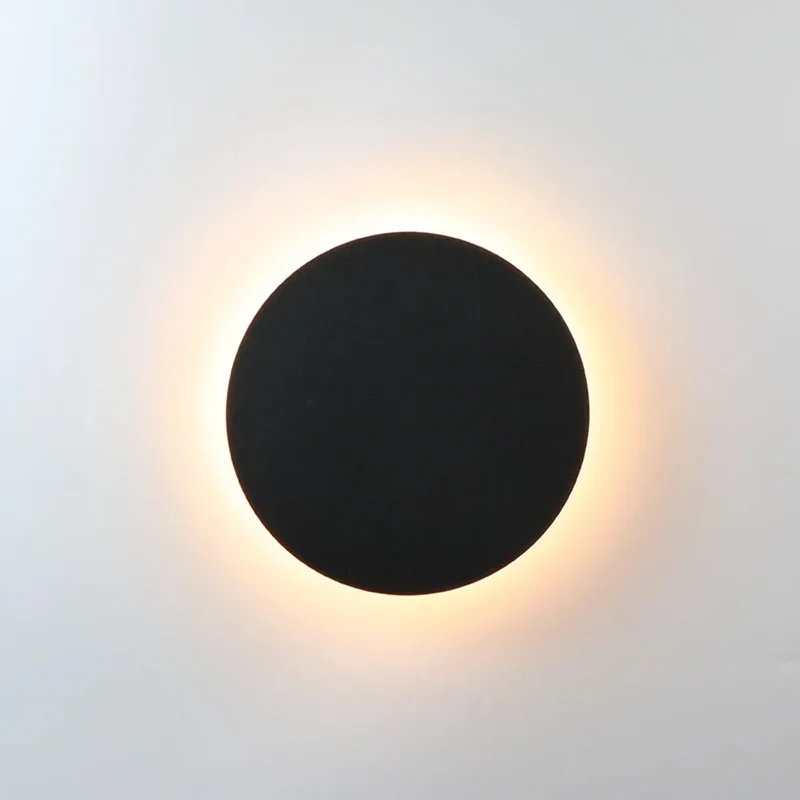 Modern Circular LED Wall Lamp - Black/White, Aluminum & Acrylic, Warm/Natural Light, 8W/12W
