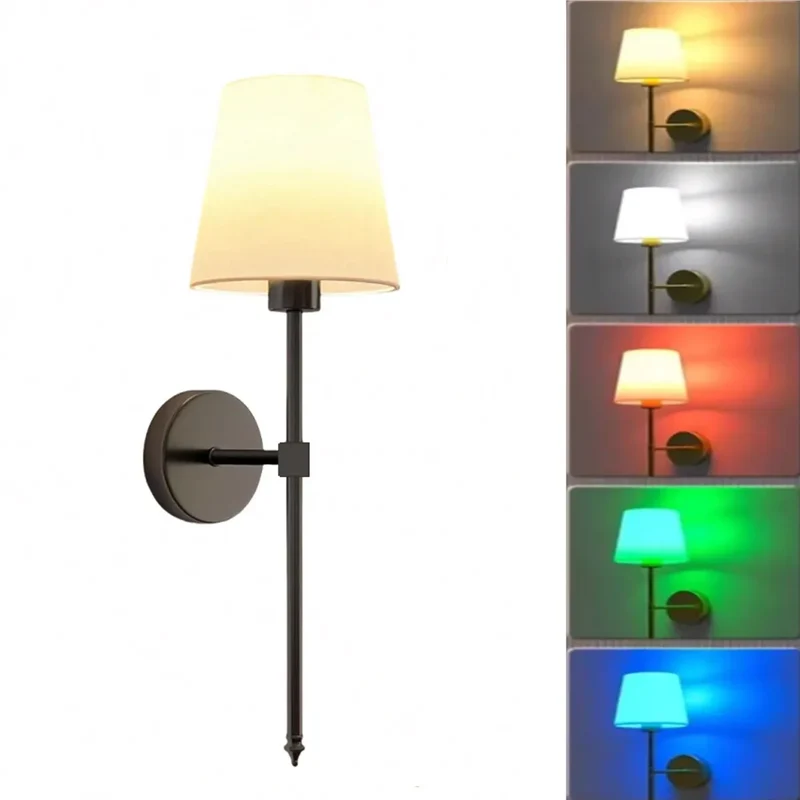 3-Color & RGB LED Wall Lamp - Rechargeable, Remote Dimming, E27 Detachable Bulb