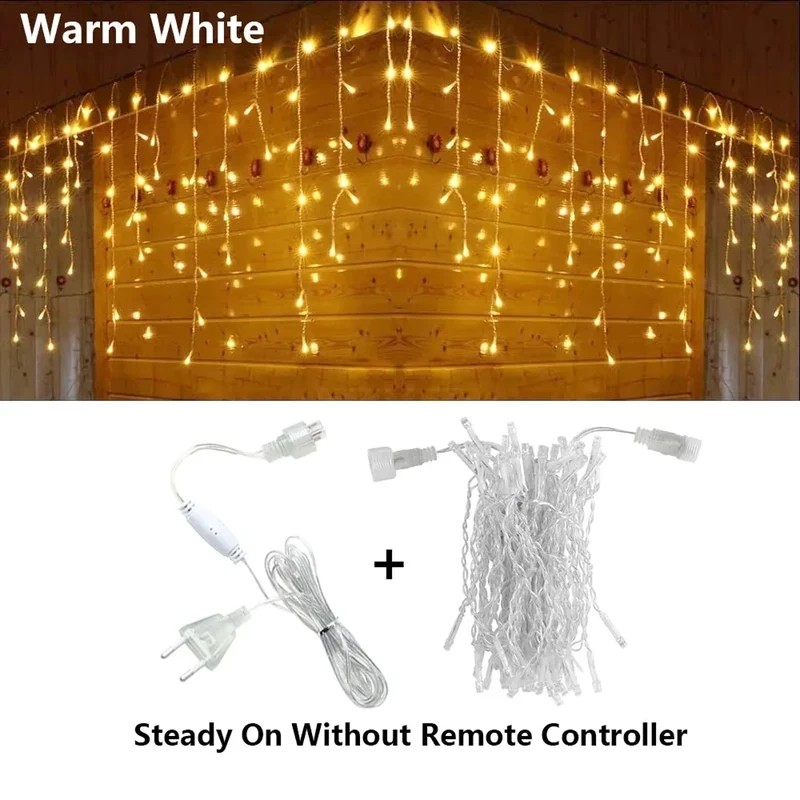 8-Mode LED Icicle Lights - Connectable, Multi-Color, Remote Control