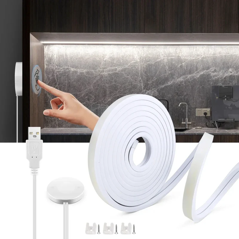 Penetrating Touch Sensor USB Under Cabinet COB LED Strip - Dimmable, Hand Scan for Wood & Glass