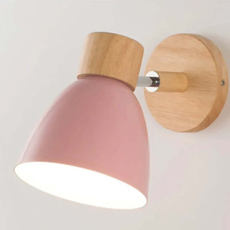 Nordic Wooden Adjustable Wall Sconce - Steering Head, Macaron Color Finish